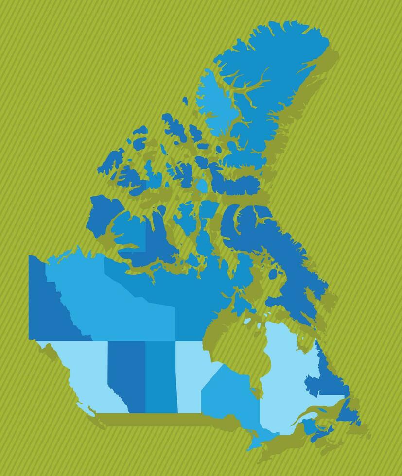 Canada kaart met Regio's blauw politiek kaart groen achtergrond vector illustratie