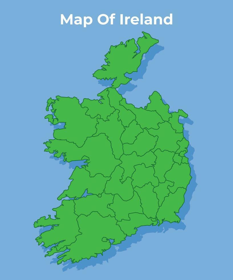 gedetailleerd kaart van Ierland land in groen vector illustratie