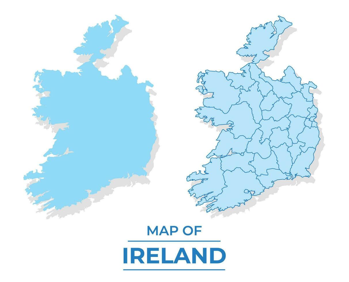 vector Ierland kaart reeks gemakkelijk vlak en schets stijl illustratie