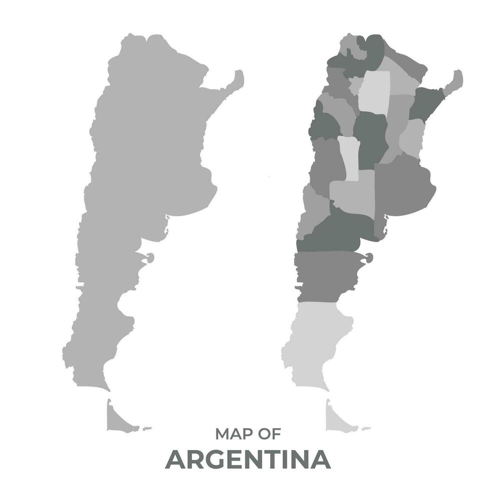 grijswaarden vector kaart van Argentinië met Regio's en gemakkelijk vlak illustratie