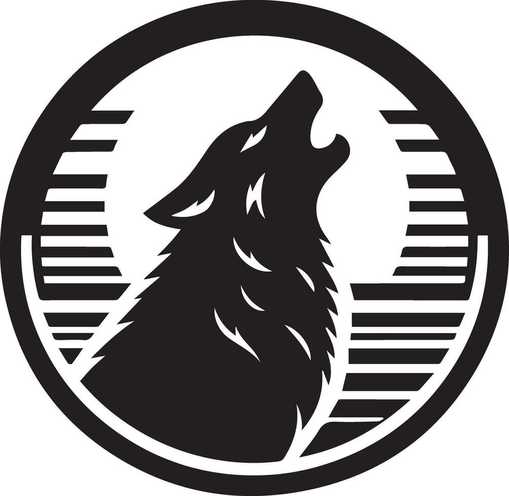 wolf gehuil embleem logo vector silhouet, zwart kleur silhouet, wit achtergrond 18