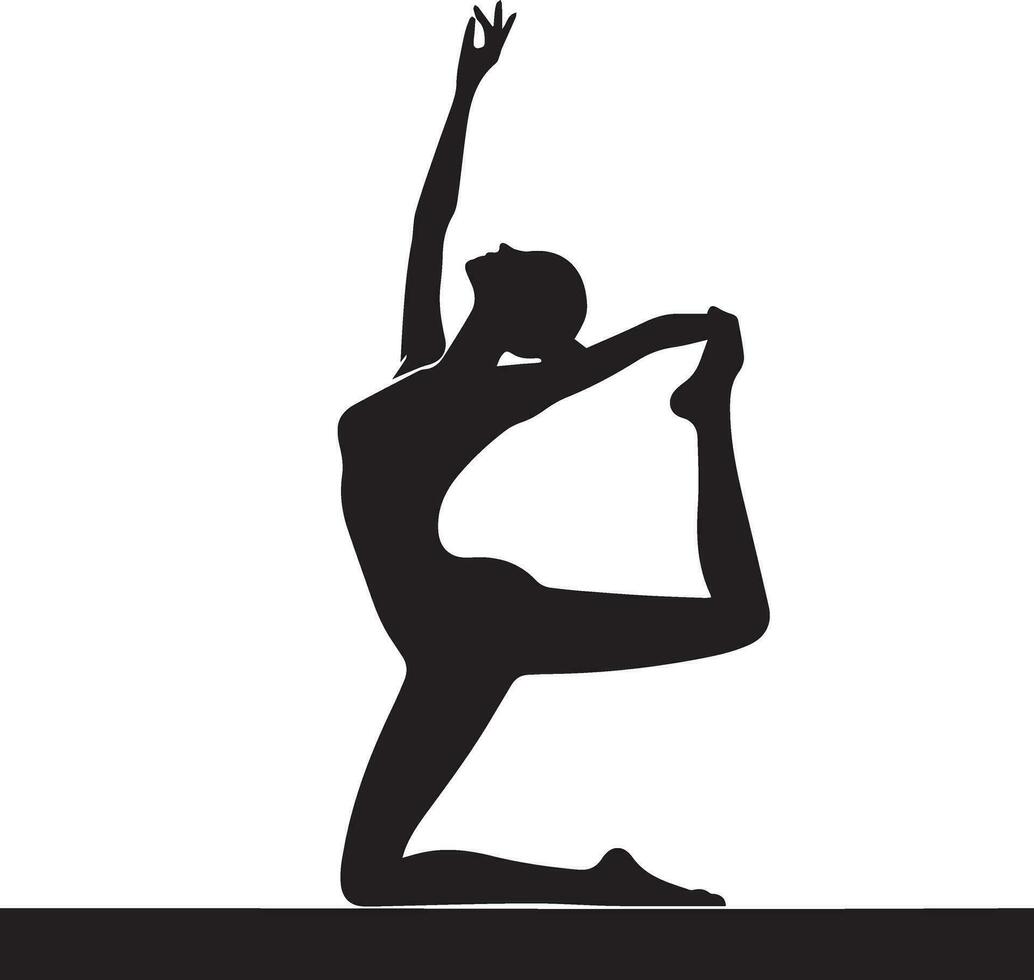 minimaal yoga houding vector silhouet, zwart kleur silhouet, wit achtergrond 5