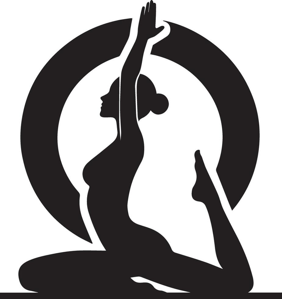 minimaal yoga houding vector silhouet, zwart kleur silhouet, wit achtergrond 9