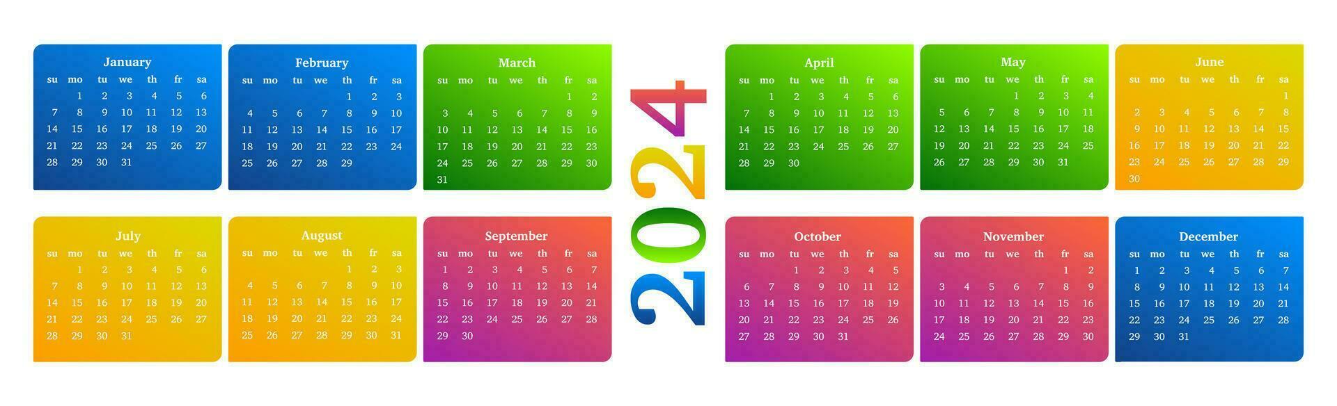 kalender voor 2024 geïsoleerd Aan een wit achtergrond vector