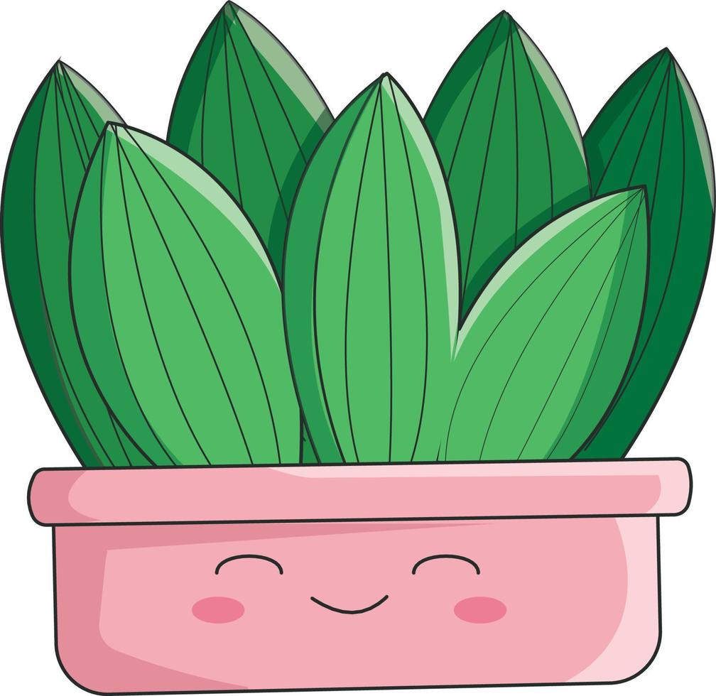 kawaii cactus op roze pot vector