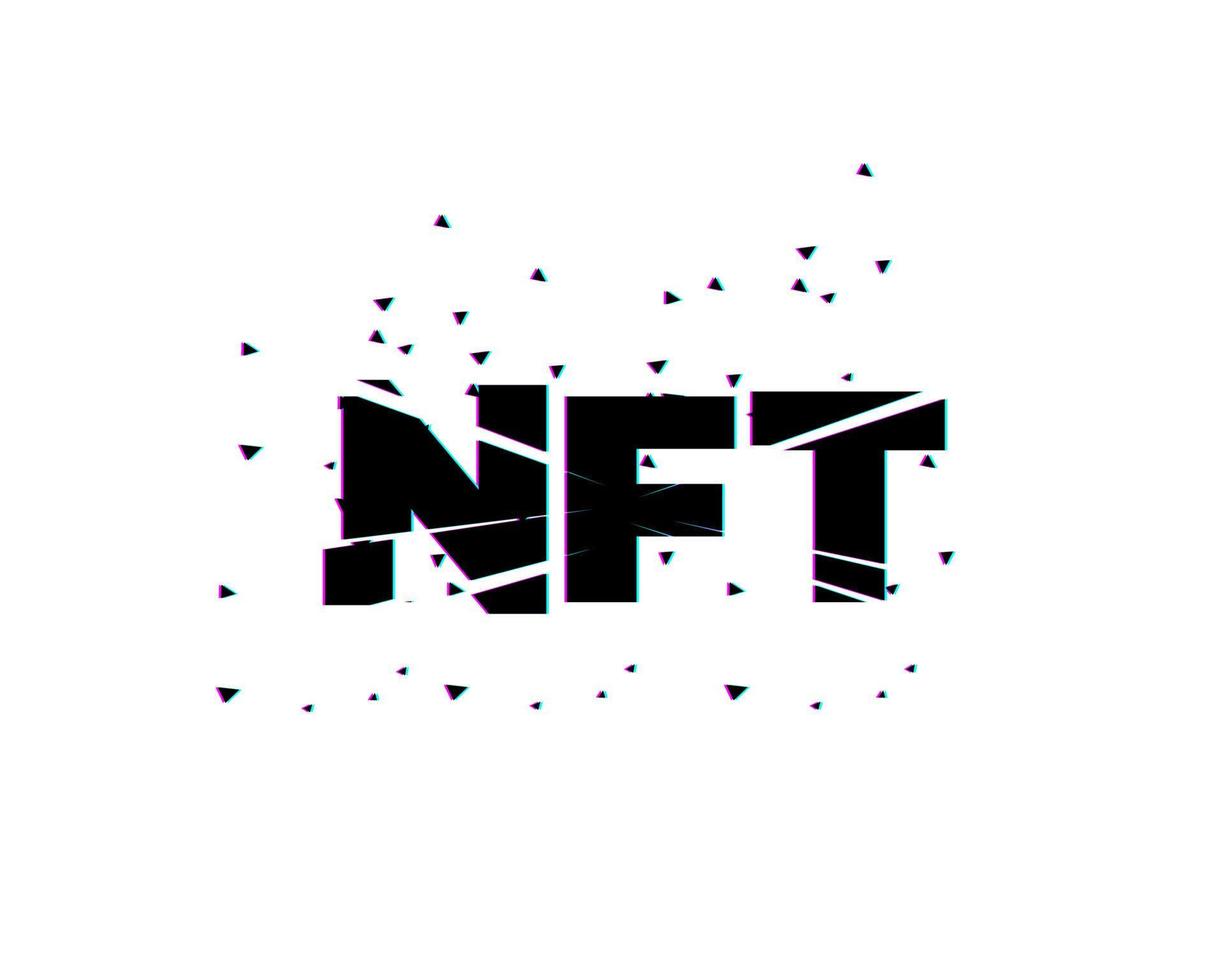 nft niet-fungible token, nft-tekst, nft-logo, niet-fungible token vector poster, nieuwe digitale valuta, digitale kunst transactie, afbeelding achtergrond.