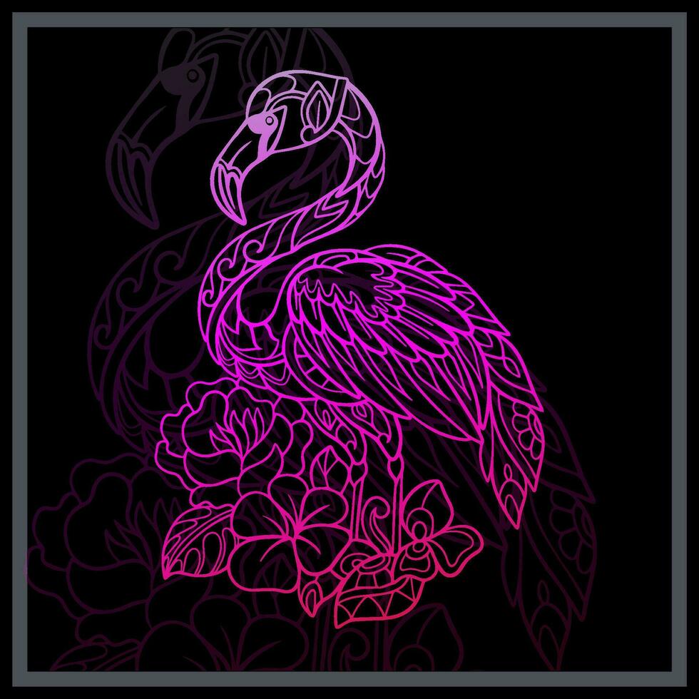 helling kleurrijk flamingo vogel mandala kunsten. vector