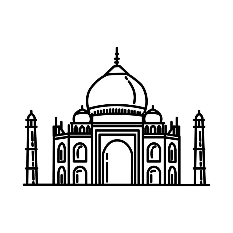 Taj Mahal India icoon. doodle hand getrokken of schets pictogramstijl vector