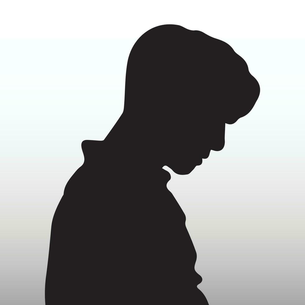 jong verdrietig Mens silhouet vector