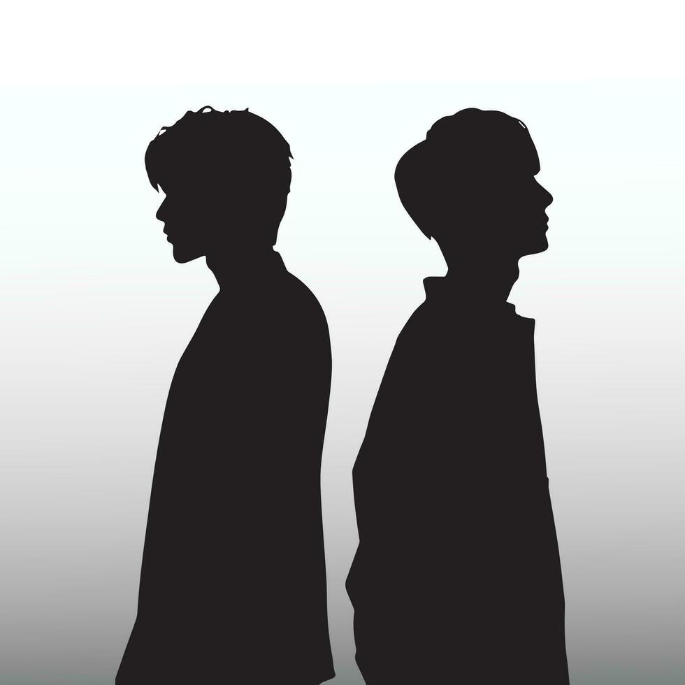 jong verdrietig Mens silhouet vector