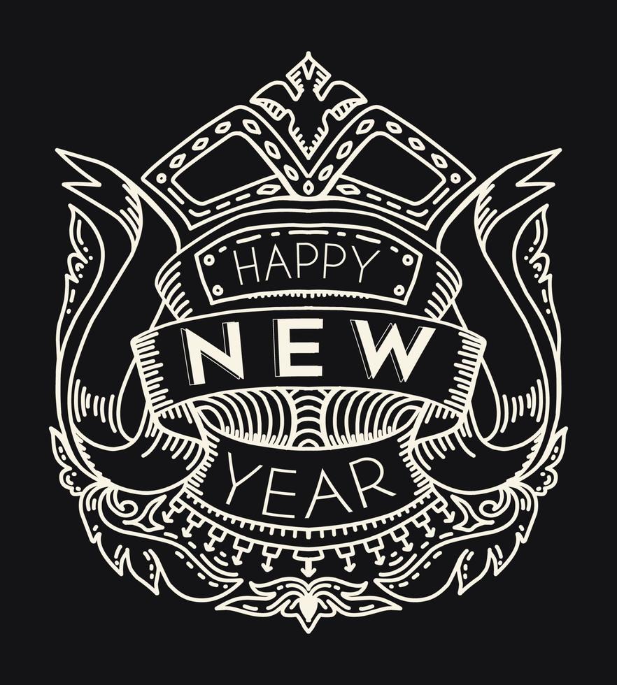hand getrokken gelukkig nieuwjaar typografie achtergrond verticaal vector