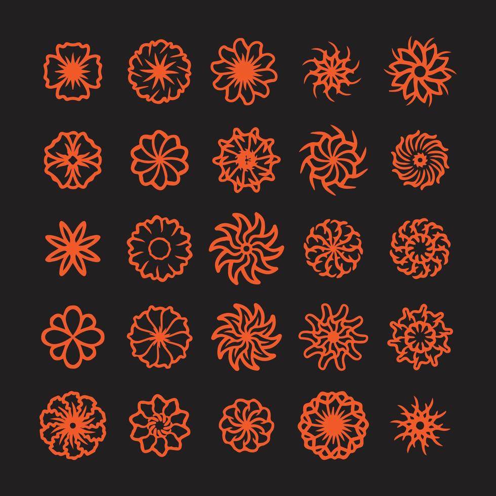 icon set van bloemen vector