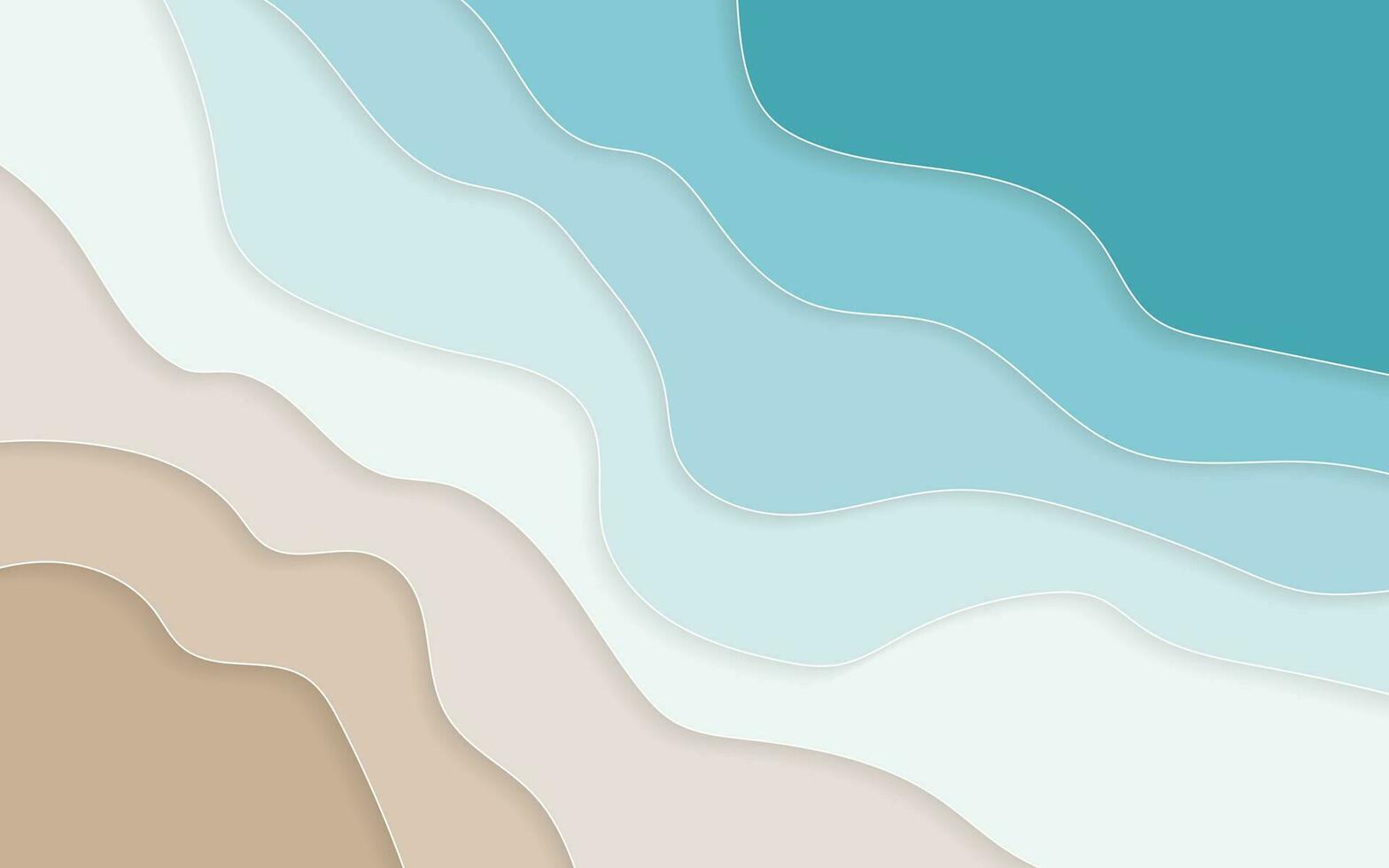 papier kunst tekenfilm abstract golven, gaten. blauw zee en strand zomer achtergrond met papier golven en zeekust voor banier, uitnodiging, poster of web plaats ontwerp. vector illustratie