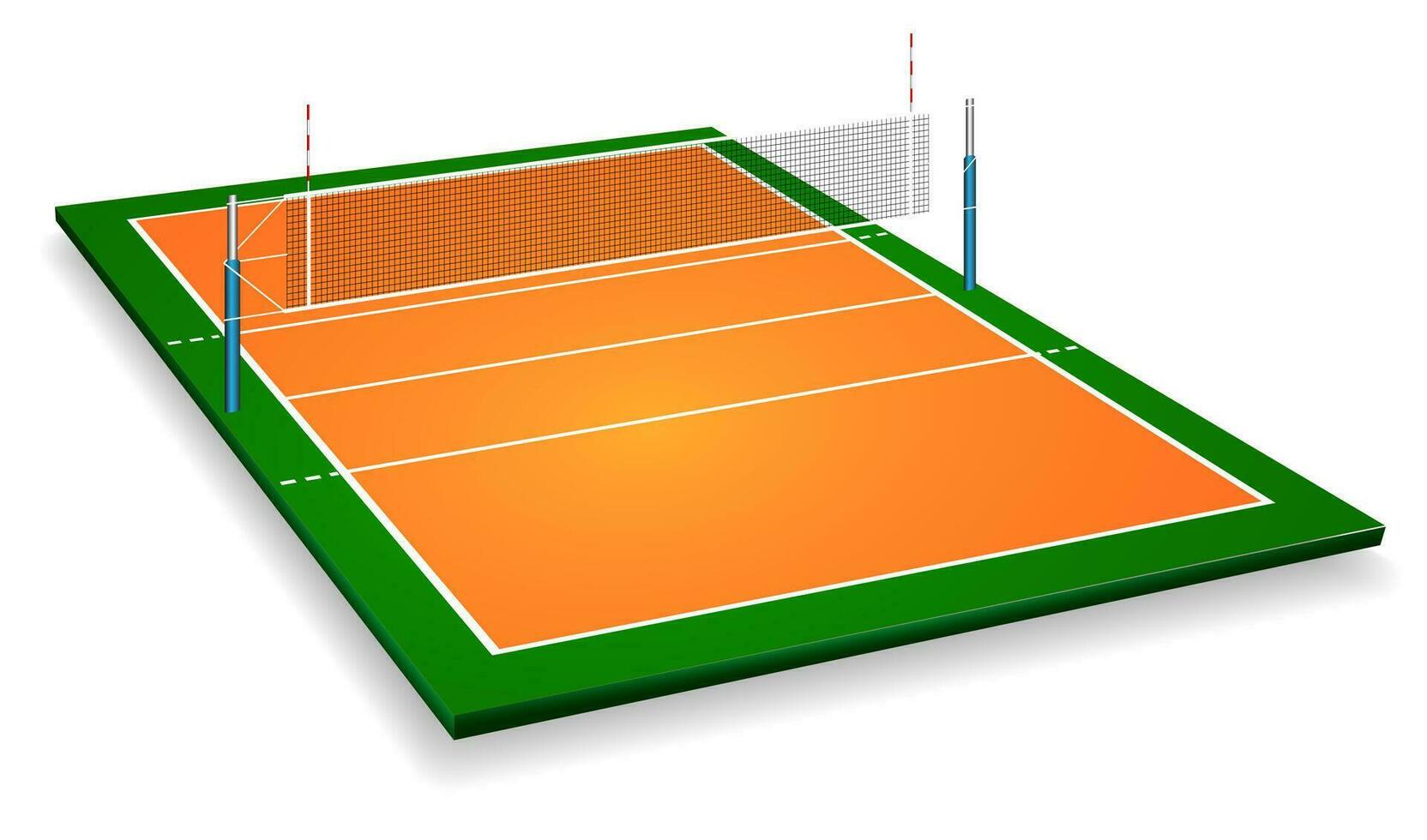 perspectief vector illustratie van volleybal veld- rechtbank met netto. vector eps 10. kamer voor kopiëren