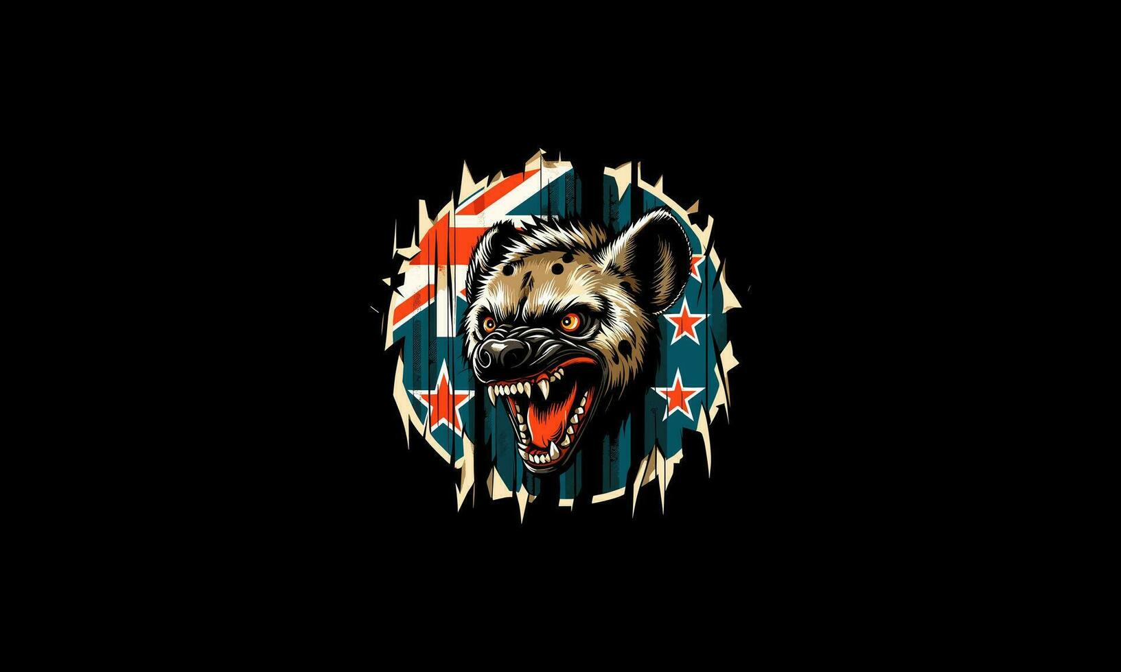 hoofd hyena boos met vlag Australië vector artwork ontwerp