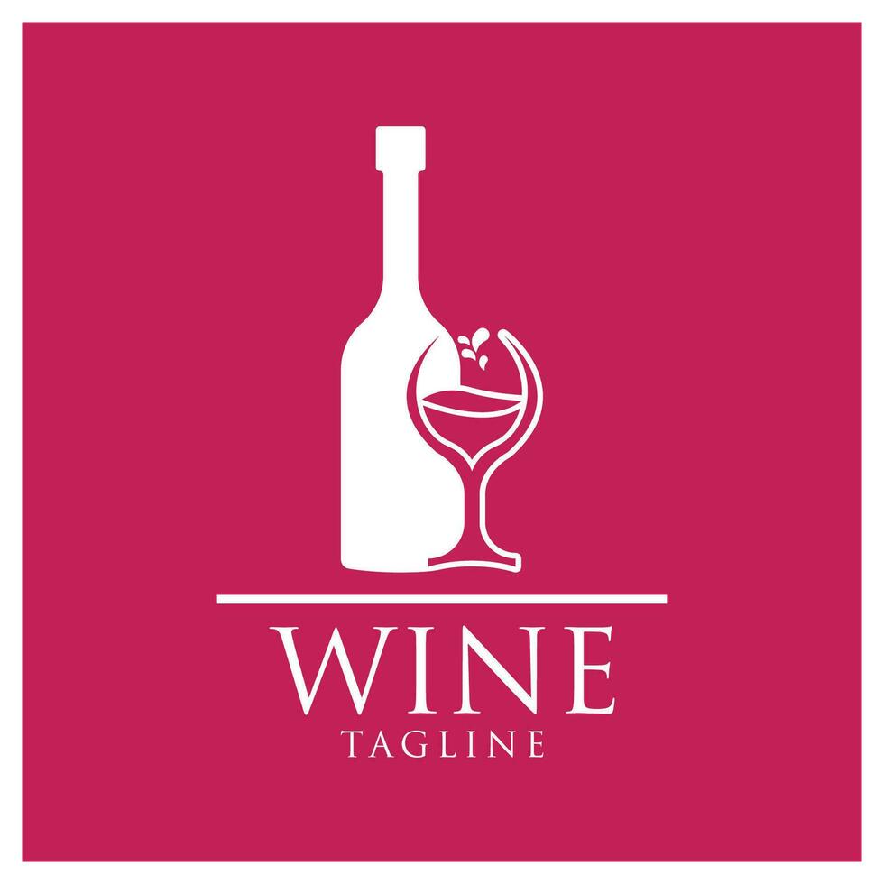 wijnfles en glas logo vector