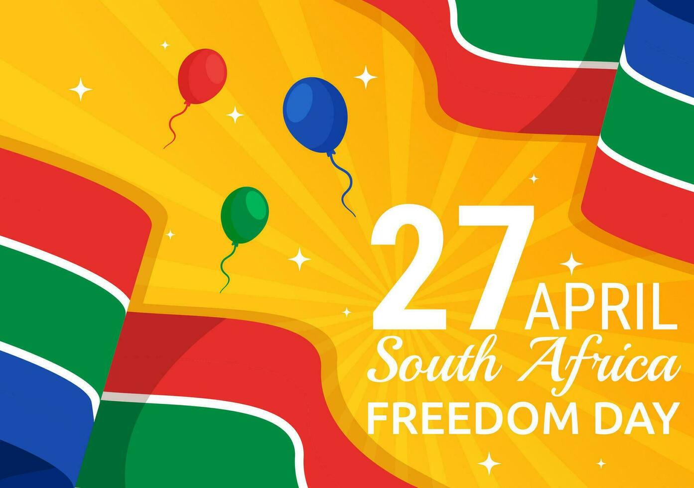 gelukkig zuiden Afrika vrijheid dag vector illustratie Aan 27 april met golvend vlag en lint in nationaal vakantie vlak tekenfilm achtergrond ontwerp