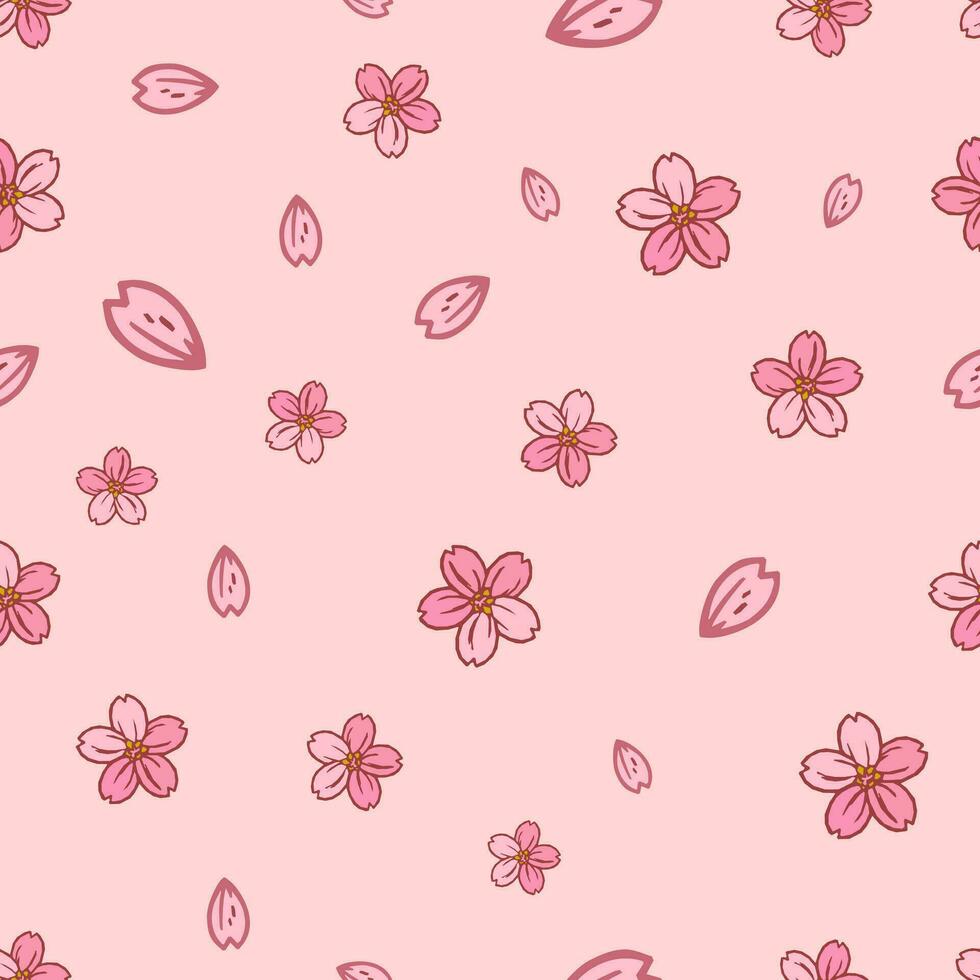 naadloos bloemen patroon van bloemblad sakura of kers bloesem kleding stof, behang patroon vector