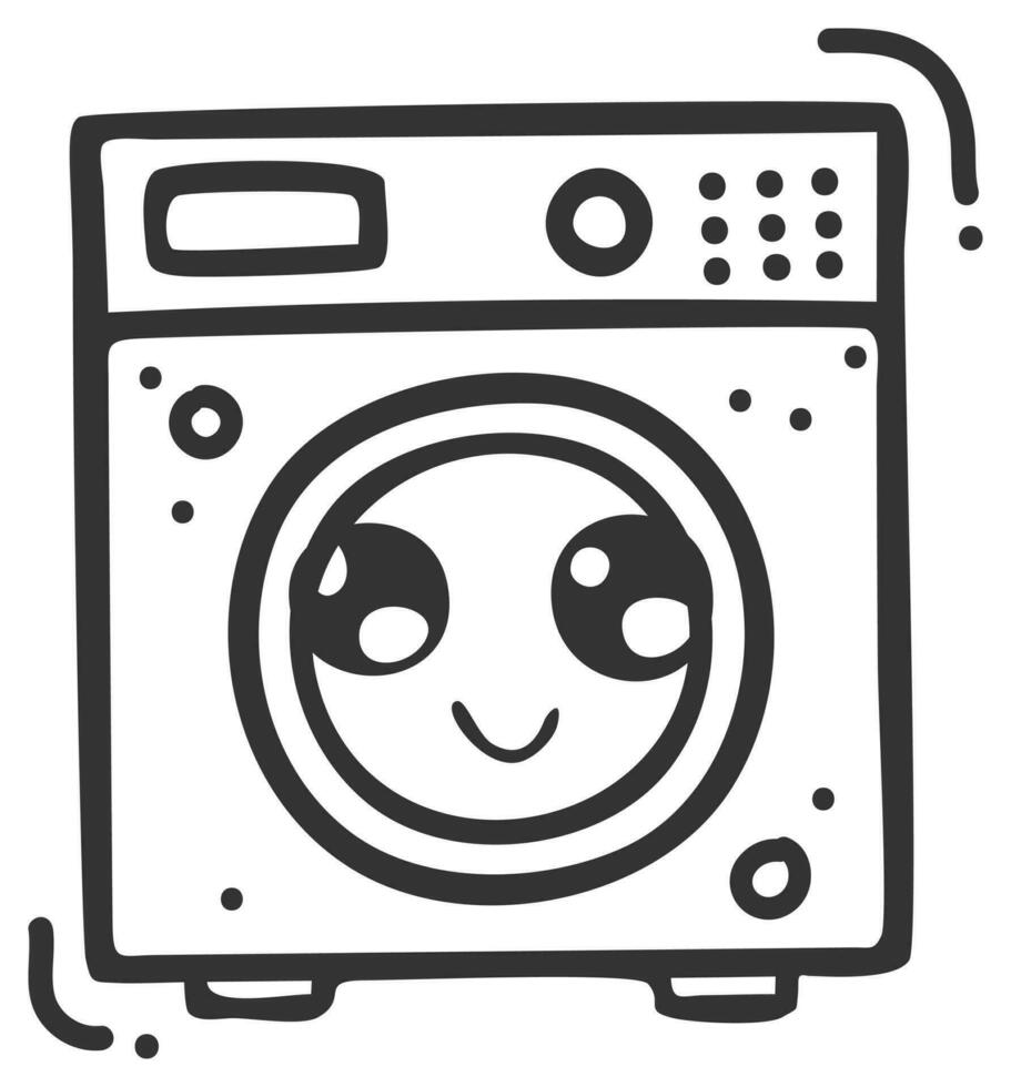 hand- getrokken het wassen machine single sticker met uitdrukking 02 vector