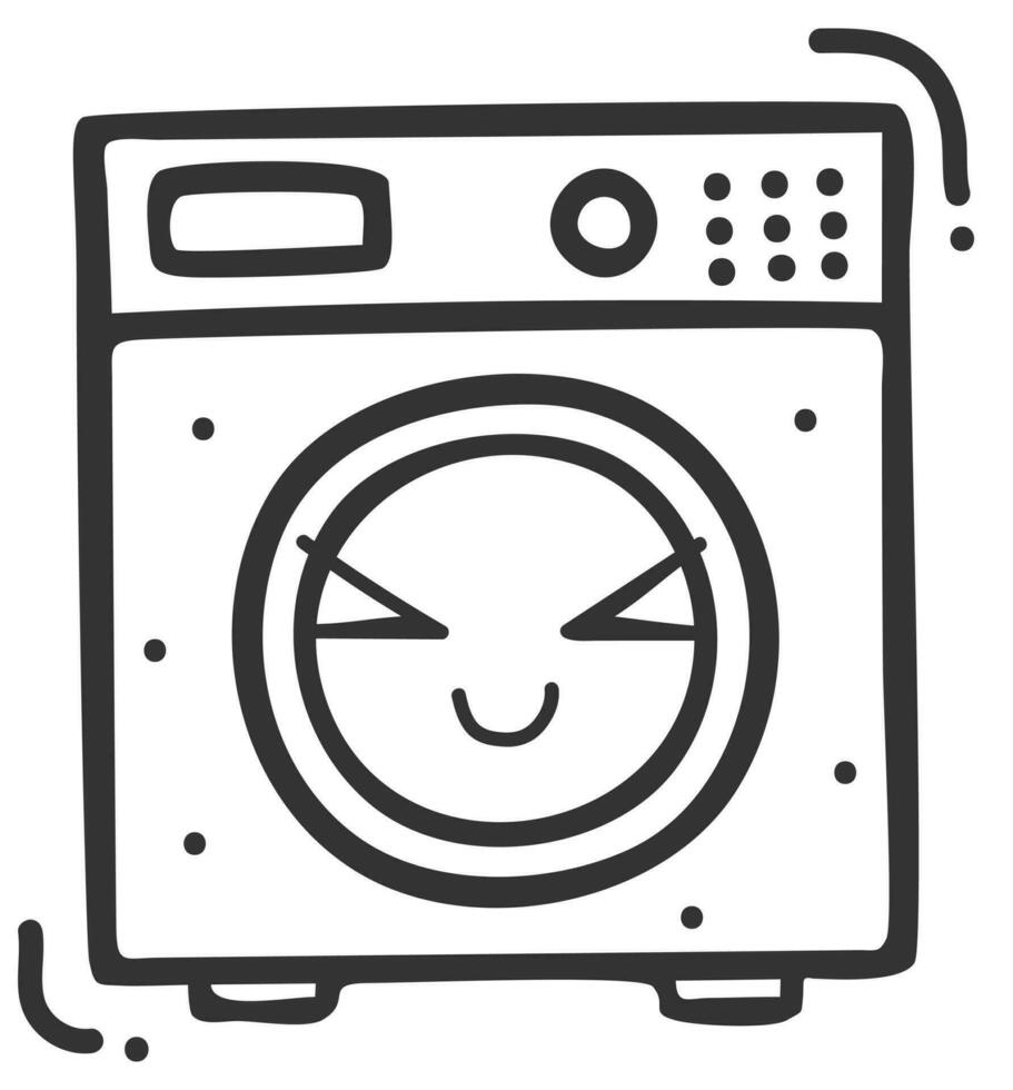 hand- getrokken het wassen machine single sticker met uitdrukking 17 vector