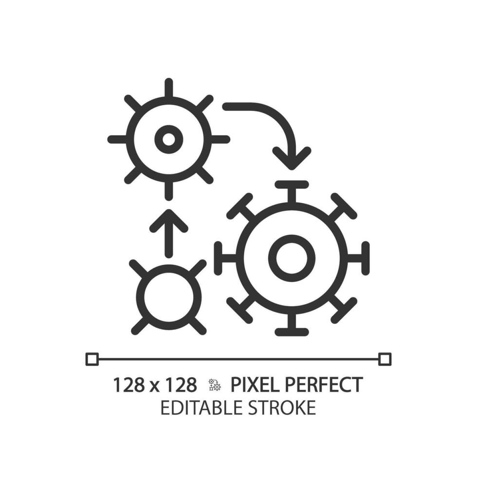 2d pixel perfect bewerkbare zwart bacterie groei icoon, geïsoleerd vector, gemakkelijk dun lijn illustratie vertegenwoordigen bacteriën. vector