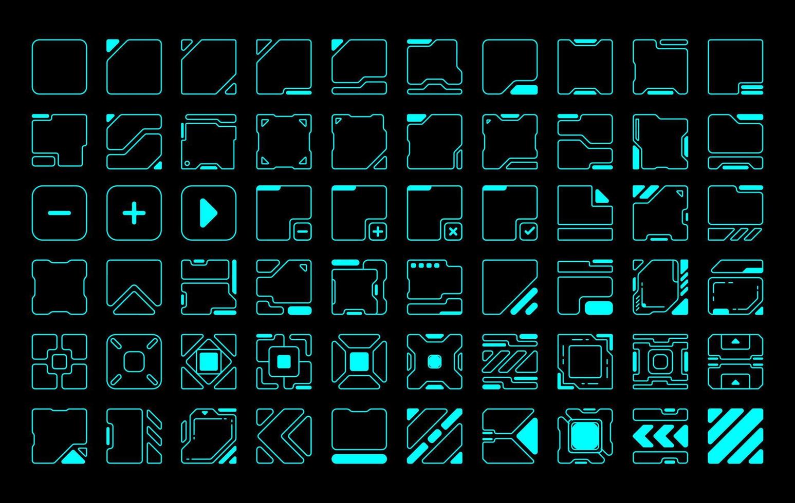 60 afgerond vierkant frame hud toekomstig modern vectorontwerp voor sci-fi-game vector