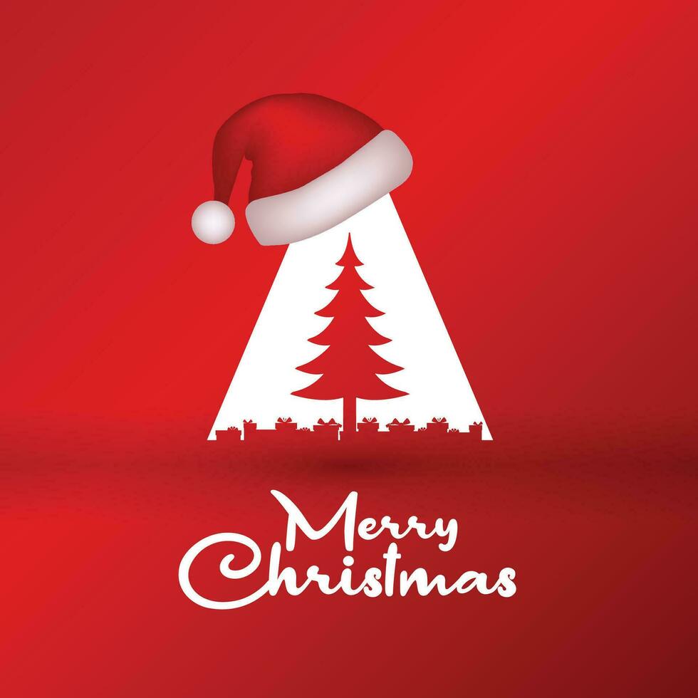 vrolijk Kerstmis achtergrond met een Kerstmis boom en de kerstman hoed vector