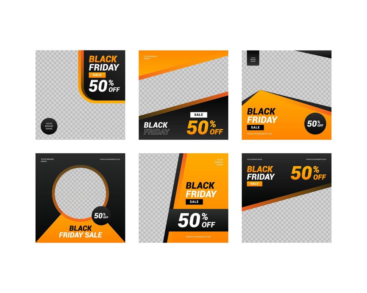 social media posts op black friday sale vector