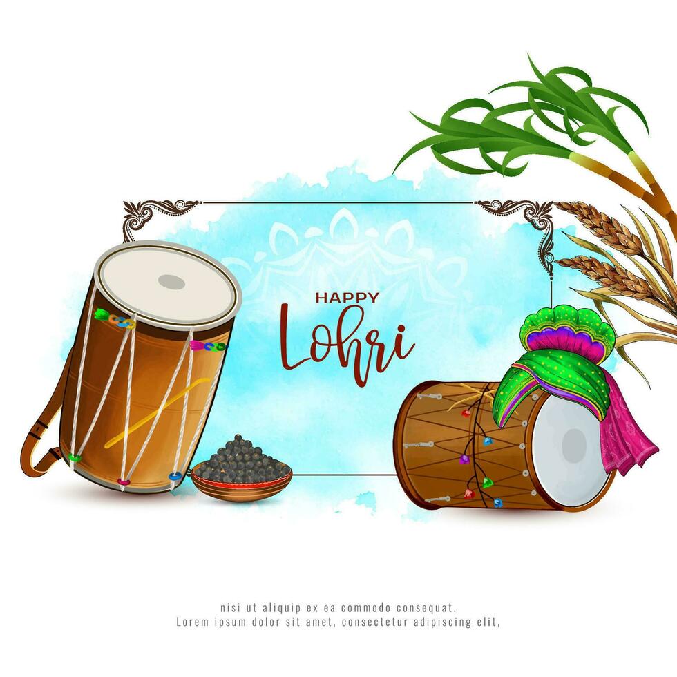 gelukkig lohri Indisch traditioneel festival groet ontwerp vector