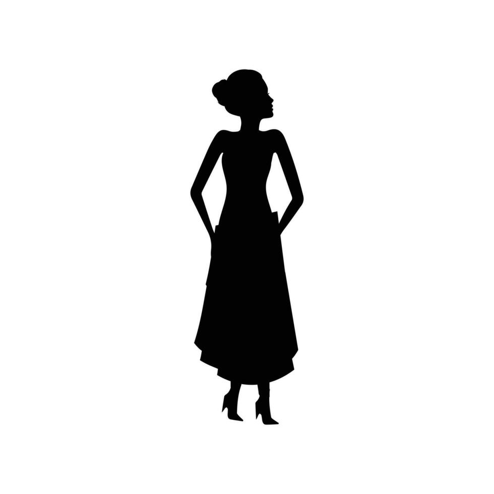 Mens, vrouw en kinderen staand silhouet. groep in formeel jurk. shillouette romantisch paar afbeelding. silhouetten van mensen. vector