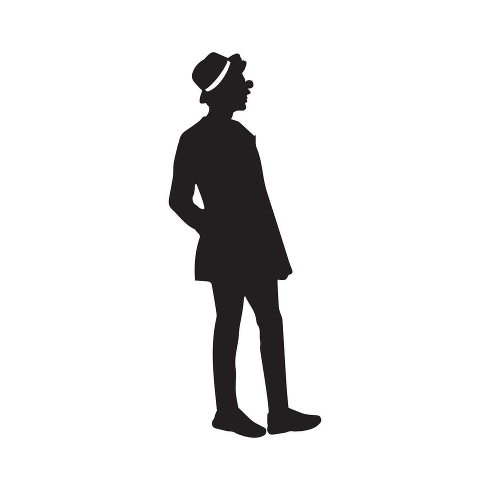 Mens, vrouw en kinderen staand silhouet. groep in formeel jurk. shillouette romantisch paar afbeelding. silhouetten van mensen. vector