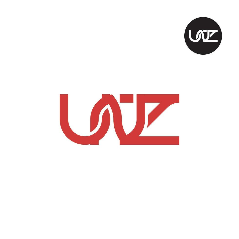 brief unz monogram logo ontwerp vector