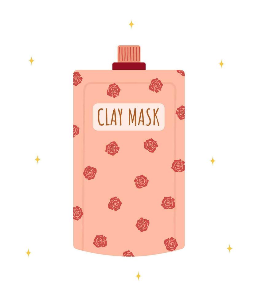 klei gelaats masker. huid zorg. ochtend- routine. reiniging en hydraterend. hand- getrokken schoonheid Product. vector illustratie in vlak tekenfilm stijl