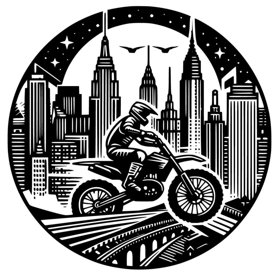 motorcross supermoto sport racing wijnoogst illustratie kunst. logo motorcross vector