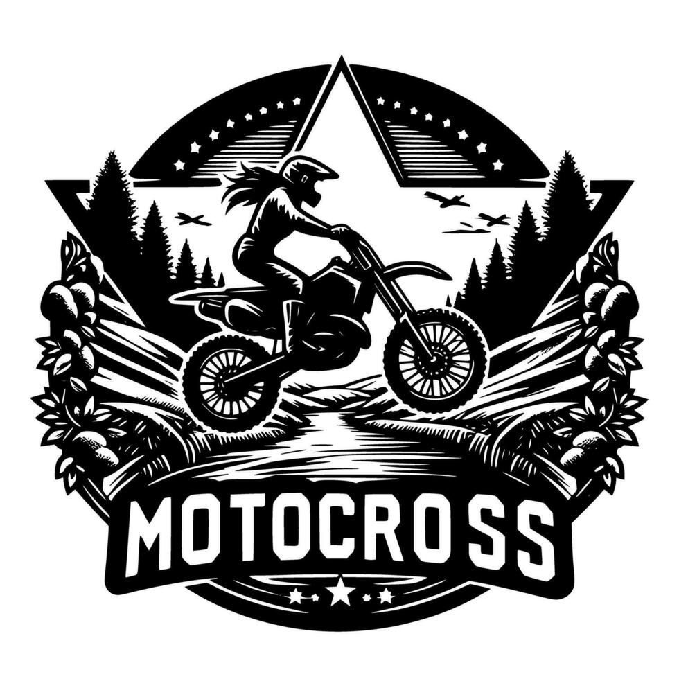 motorcross supermoto sport racing wijnoogst illustratie kunst. logo motorcross vector