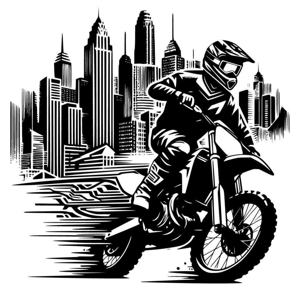 motorcross supermoto sport racing wijnoogst illustratie kunst. logo motorcross vector