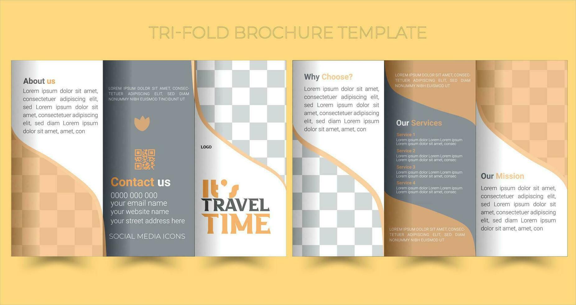 drievoud brochure sjabloon om te reizen modern ontwerp vector