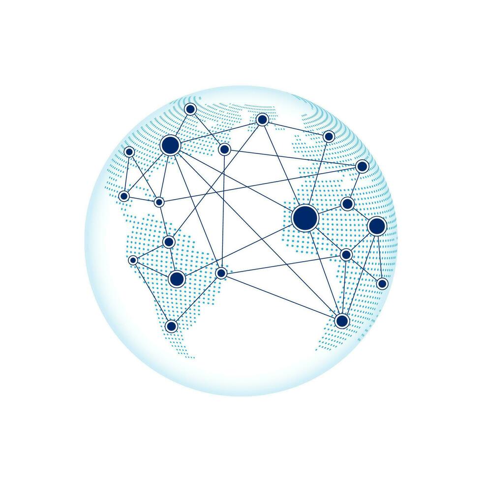 globaal netwerk verbindingen. wereld kaart punt en lijn samenstelling concept van globaal bedrijf vector