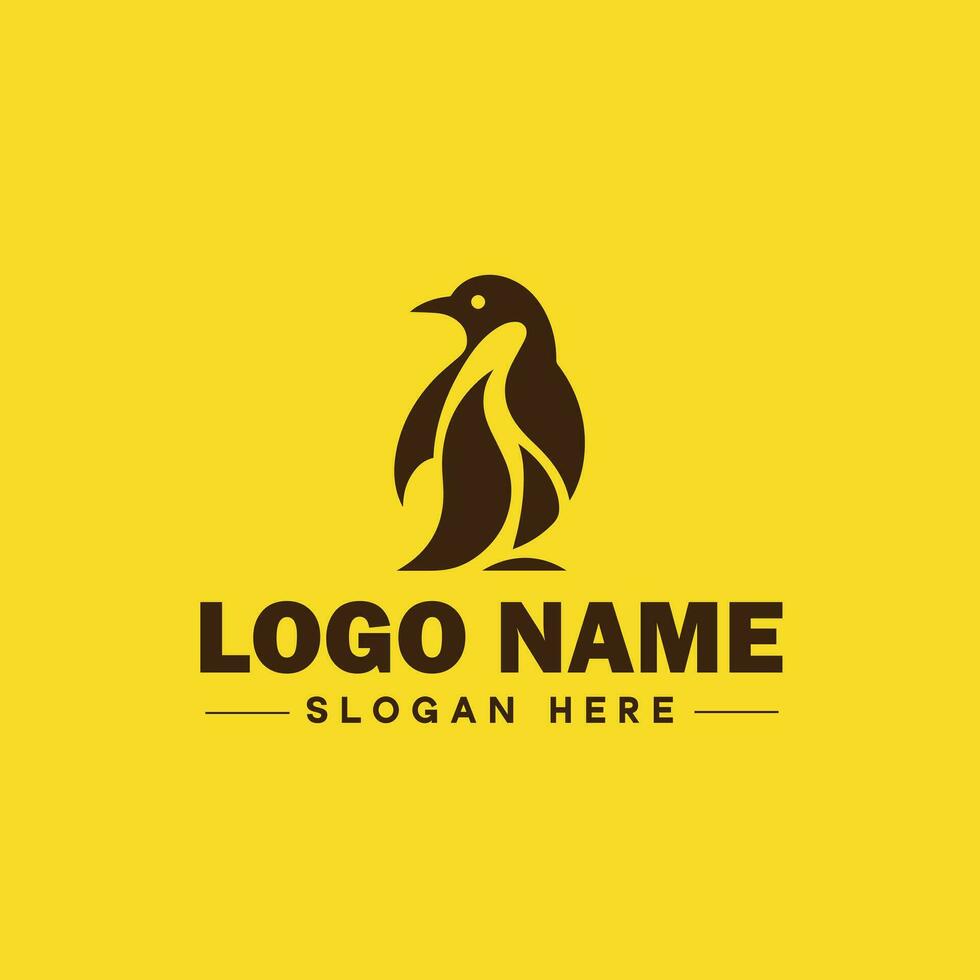 pinguïn logo en icoon schoon vlak modern minimalistische bedrijf en luxe merk logo ontwerp bewerkbare vector