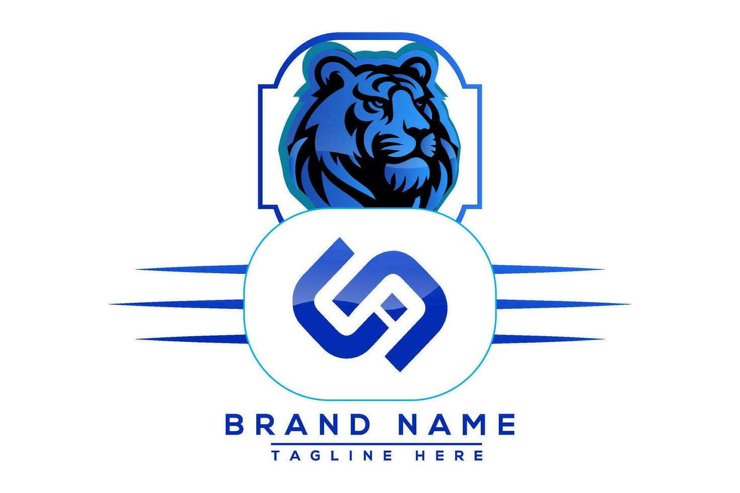 ca tijger logo blauw ontwerp. vector logo ontwerp voor bedrijf.