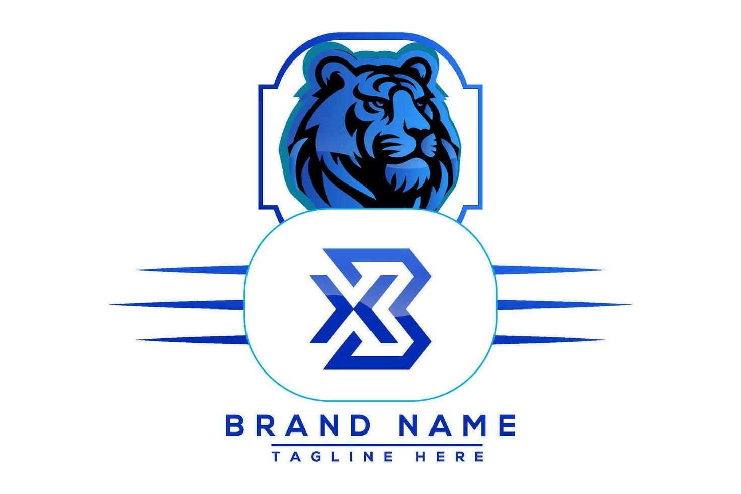 bx tijger logo blauw ontwerp. vector logo ontwerp voor bedrijf.