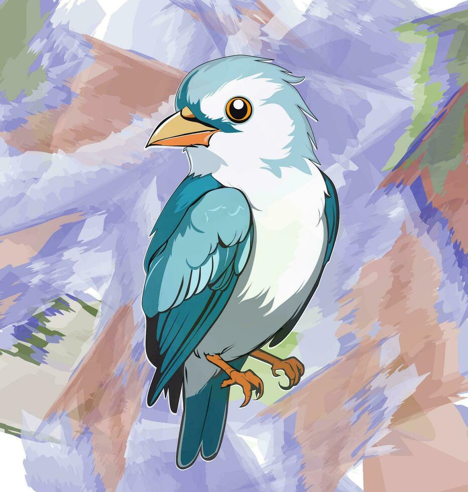 schattig blauw vogel vol lichaam vector sjabloon met abstract waterverf achtergrond. vector sjabloon illustratie ontwerp voor grafisch werk.