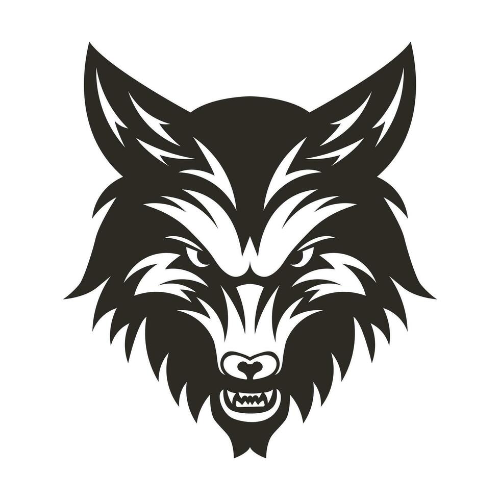 boos wolf hoofd zwart schets kunst. wild dier vector illustratie perfect voor t-shirt ontwerp, embleem; ontwerp en mok zich verwaardigen