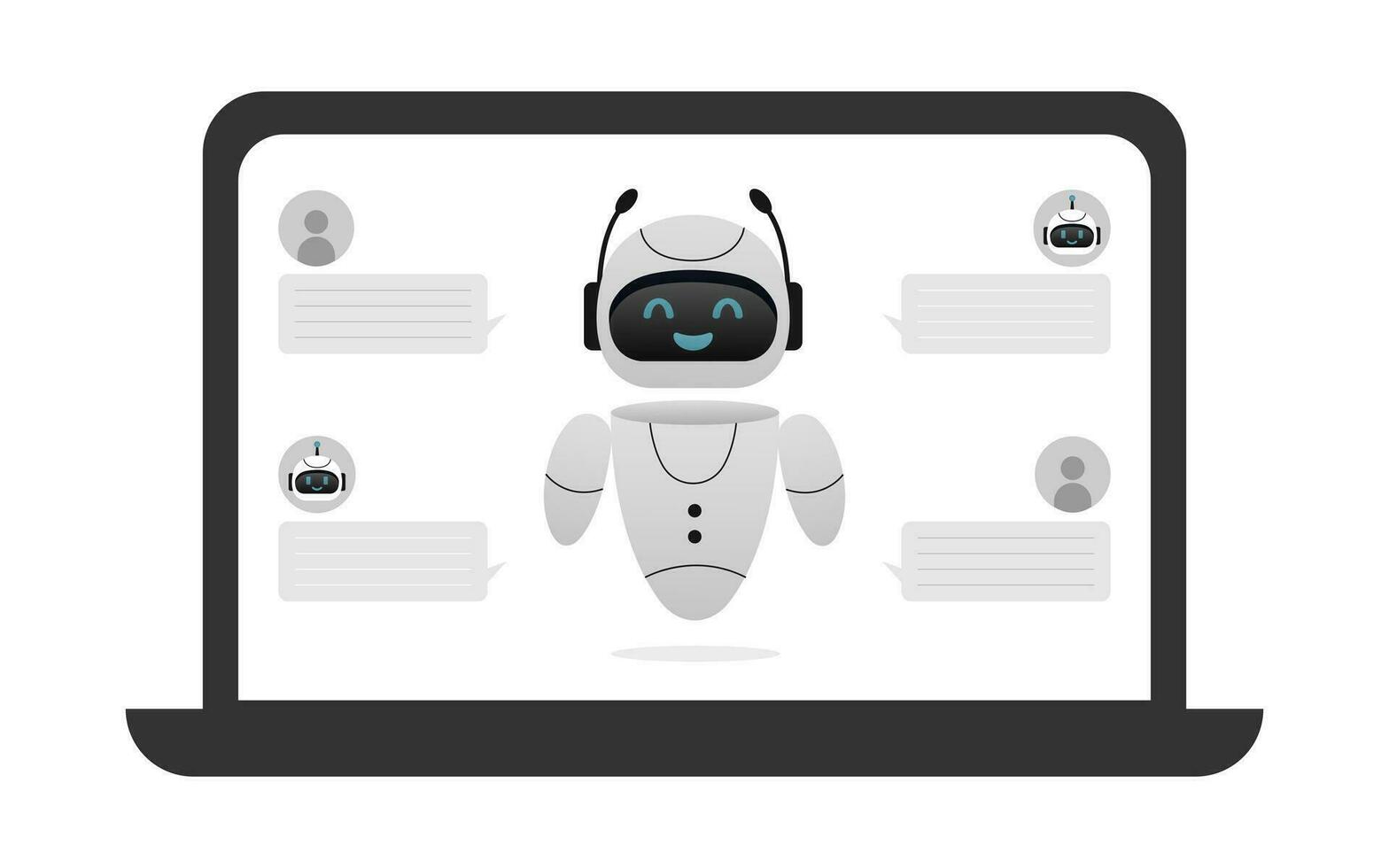 Chatbot neurale netwerk, ai servers en robots technologie. schattig Chatbot ai karakter. vector