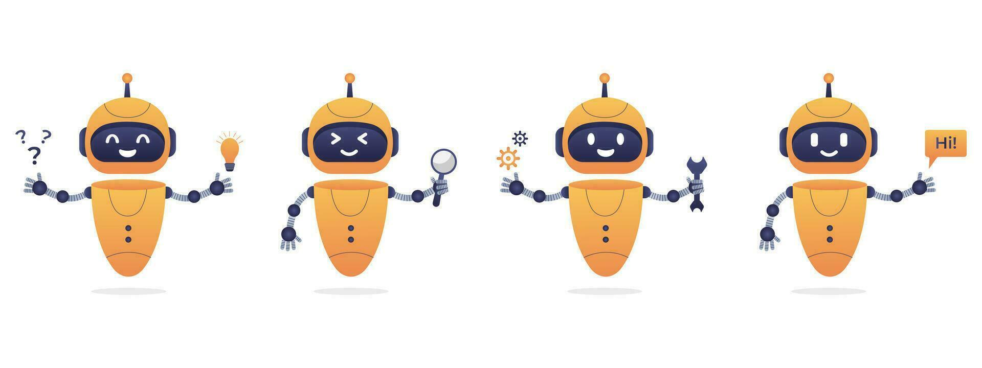 Chatbot neurale netwerk, ai servers en robots technologie. schattig Chatbot ai karakter. vector