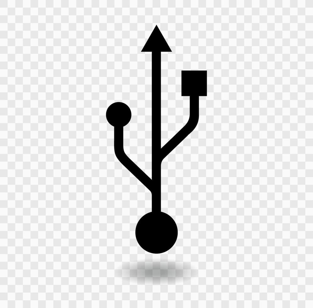 USB-pictogram isoleren op transparante achtergrond, vectorillustratie vector