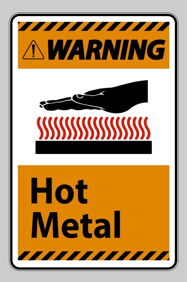 waarschuwing heet metaal symbool teken geïsoleerd op een witte achtergrond vector
