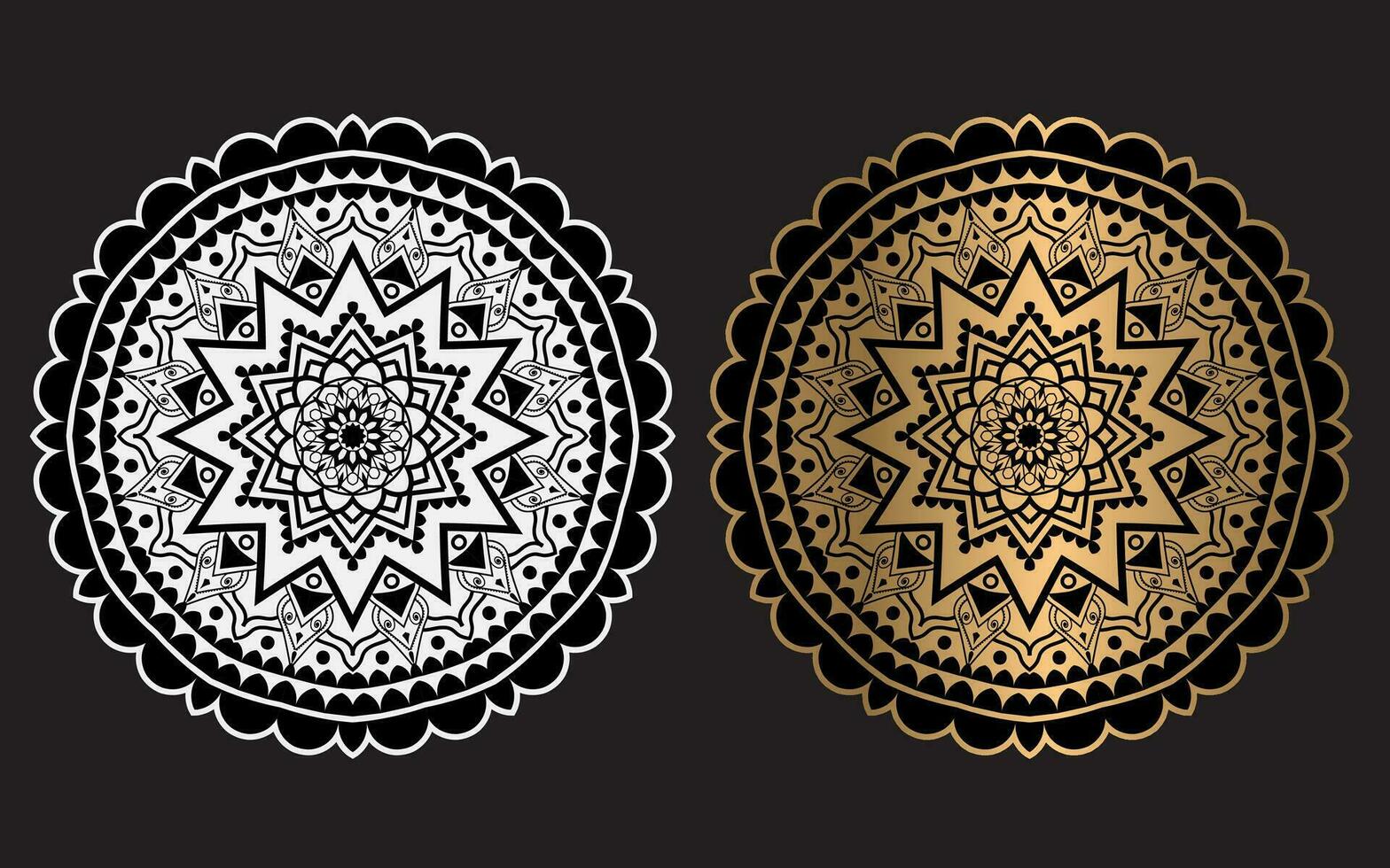 luxe goud mandala, kleurrijk mandala voor henna, mehndi, tatoeëren, decoratief etnisch sier- elementen, oosters patronen, Arabisch mandala ontwerp. vector