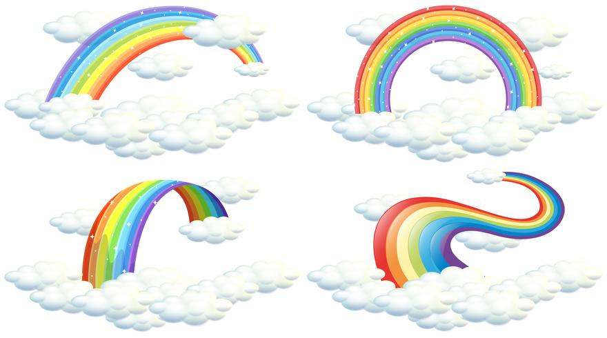 Een reeks regenboog op witte achtergrond vector