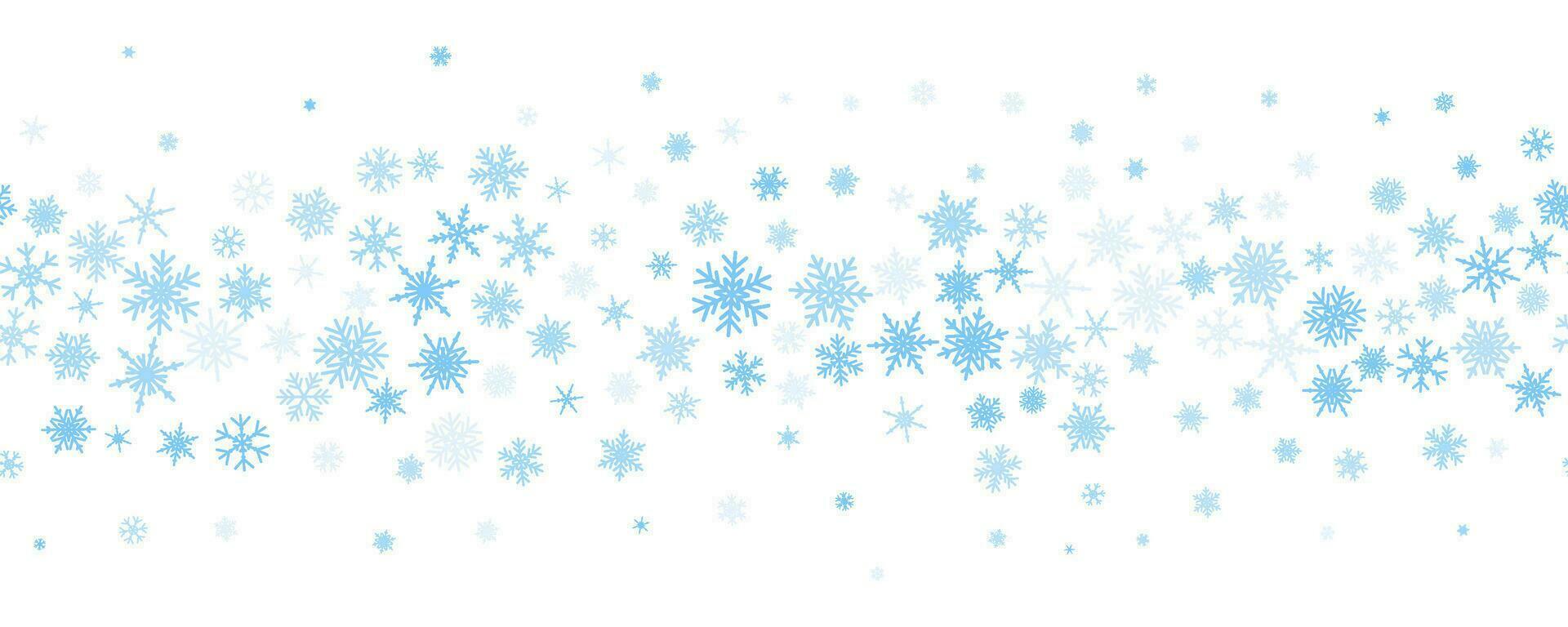 sneeuwvlokken vector achtergrond. winter vakantie decor met blauw kristal elementen. grafisch ijzig kader geïsoleerd Aan wit achtergrond.